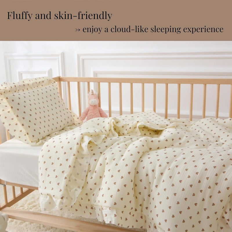 CLoucl 100% Cotton Muslin Crib Comforter/Quilt,Ultra Soft Cozy Reversible Baby Blanket,All Season Toddler Blankets for Boys and Girls, Machine Washable,41"x48" - Image 5